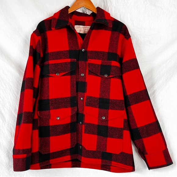 Filson Vintage Mackinaw Wool Cruiser Jacket Mens M L Buffalo Check Red Black - Picture 16 of 16